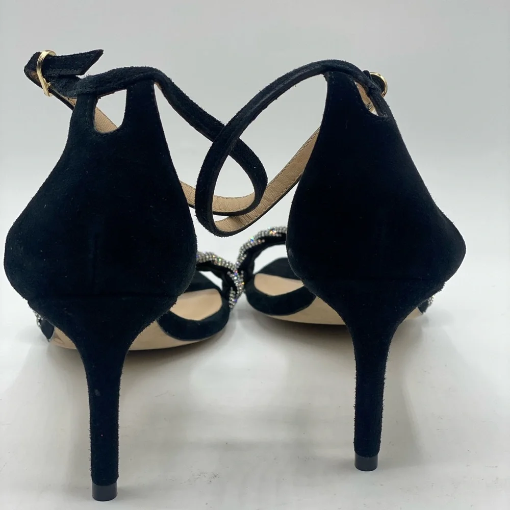 STUART WEITZMAN Nudistcurve‎ 75 Embellished Suede Ankle-Strap Sandals size 6.5